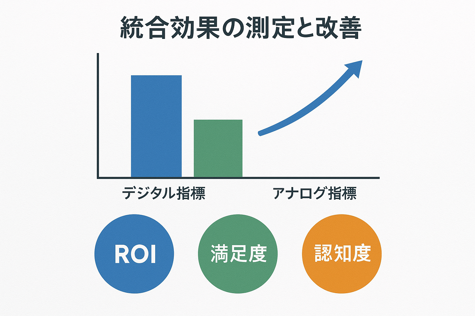 富山企業のデジタル×アナログ統合効果ダッシュボード。ROI向上率・顧客満足度・認知度拡大の数値結果をグラフ化した成果測定レポート画面