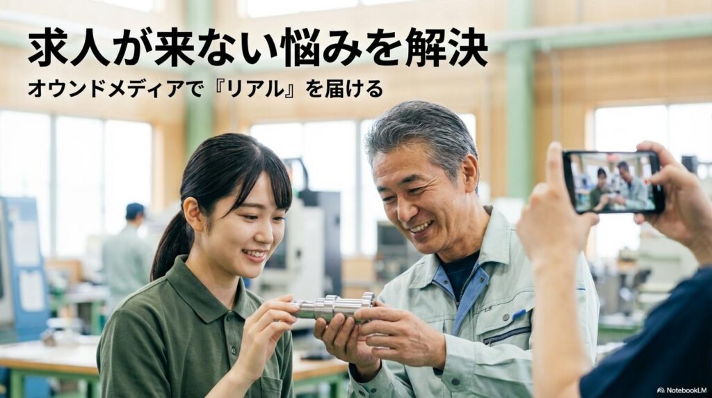 富山の製造現場で笑顔を見せる社員たちと、そのリアルを撮影する様子。この記事のテーマである、オウンドメディアリクルーティングによる「自社の魅力発信」を象徴する一枚。