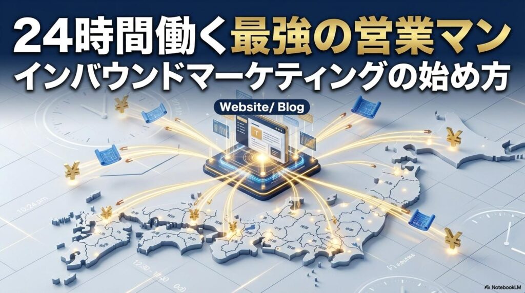 Webサイトから全国へ商圏が広がる様子を描いたインフォグラフィック。この記事のテーマである「富山 製造業 新規開拓」の自動化を象徴する一枚。